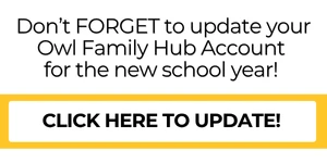 A banner reminds to update an Owl Family Hub Account with a clickable link.