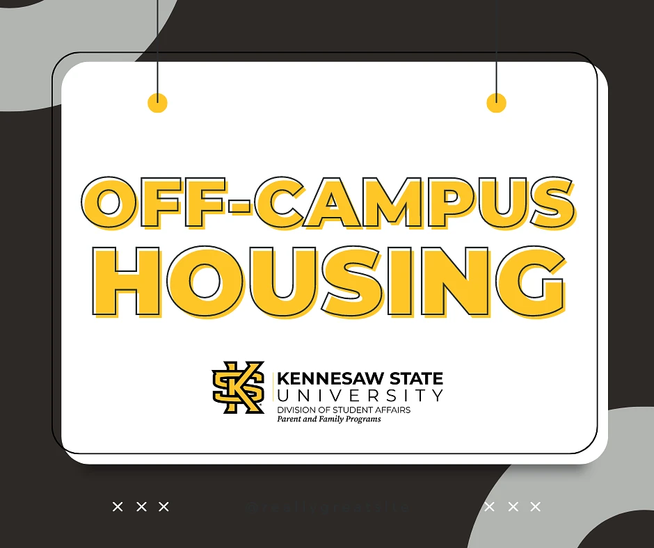 A sign promoting off-campus housing from Kennesaw State University's Division of Student Affairs.