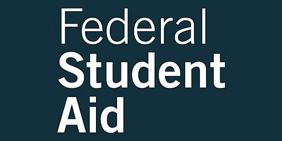 White text on dark blue background: Federal Student Aid